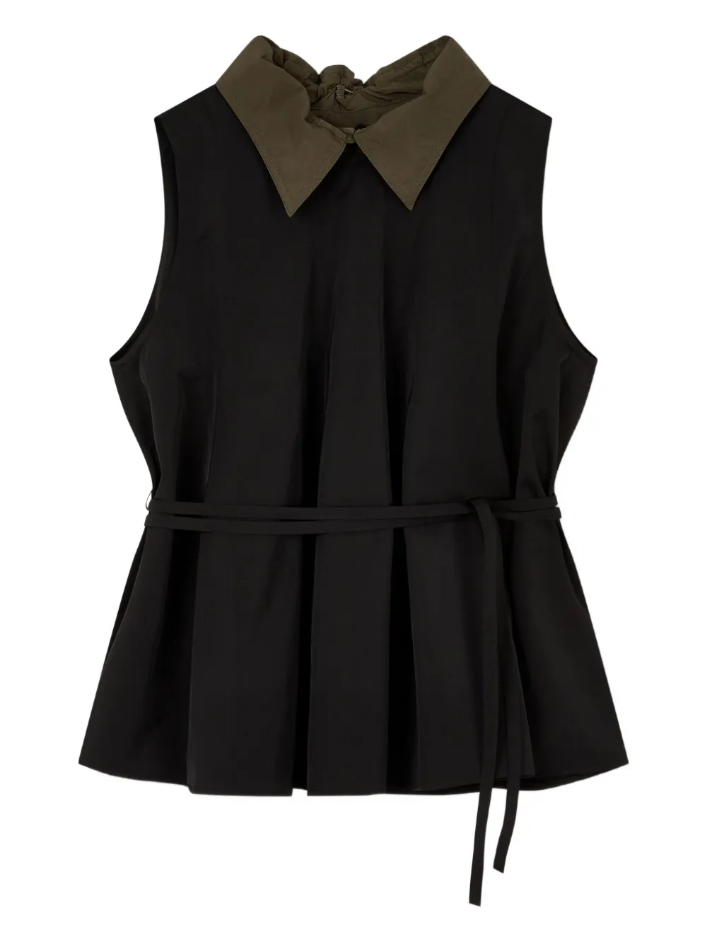 STUDIO TOMBOY plissé peplum sleeveless top - Zwart