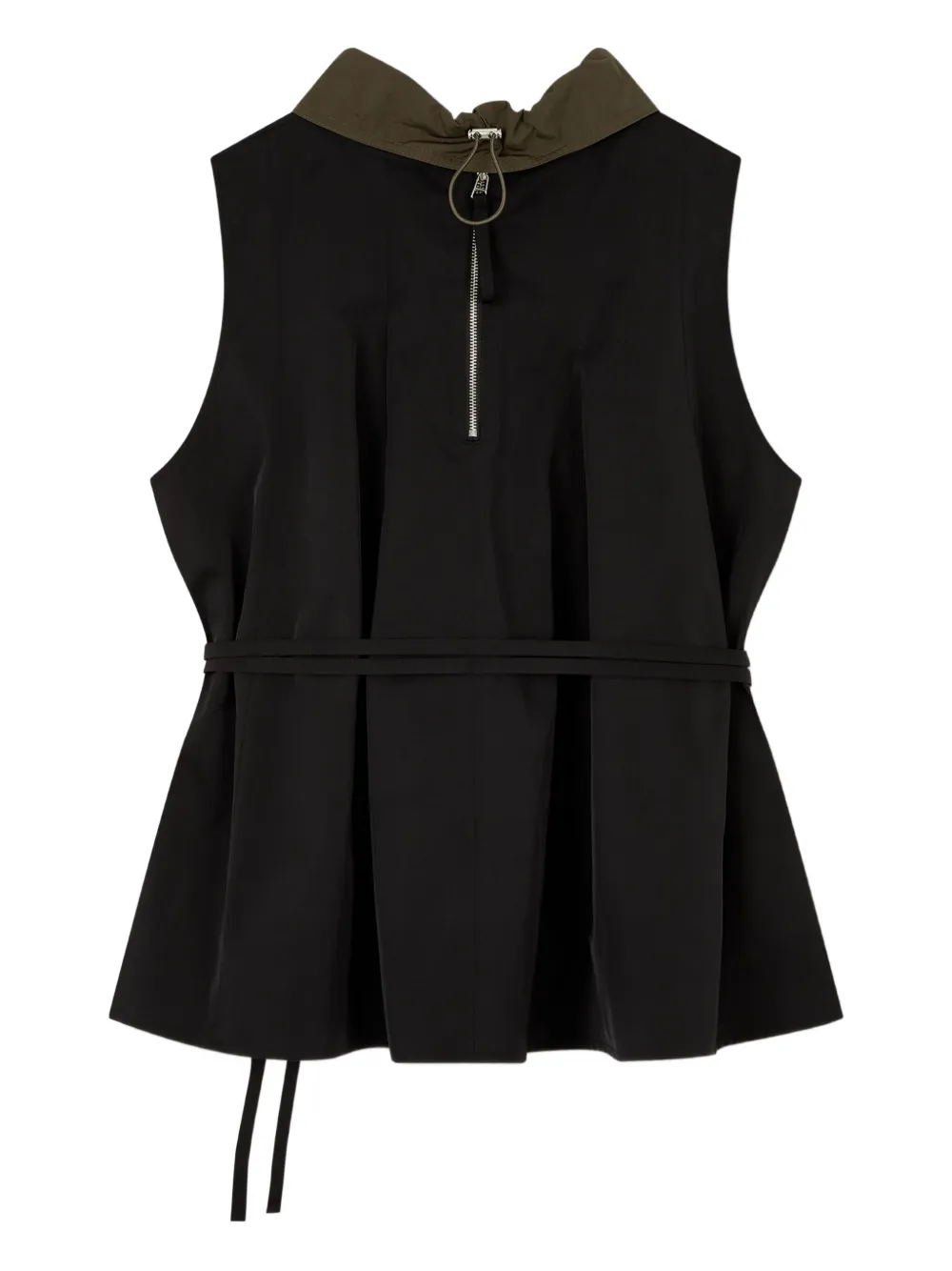 STUDIO TOMBOY plissé peplum sleeveless top Zwart