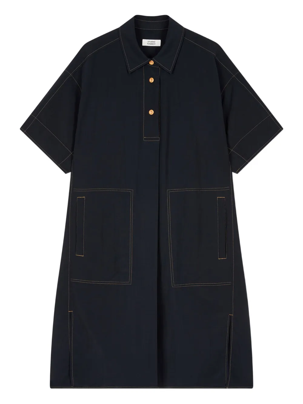 STUDIO TOMBOY button-up shirt midi dress Zwart