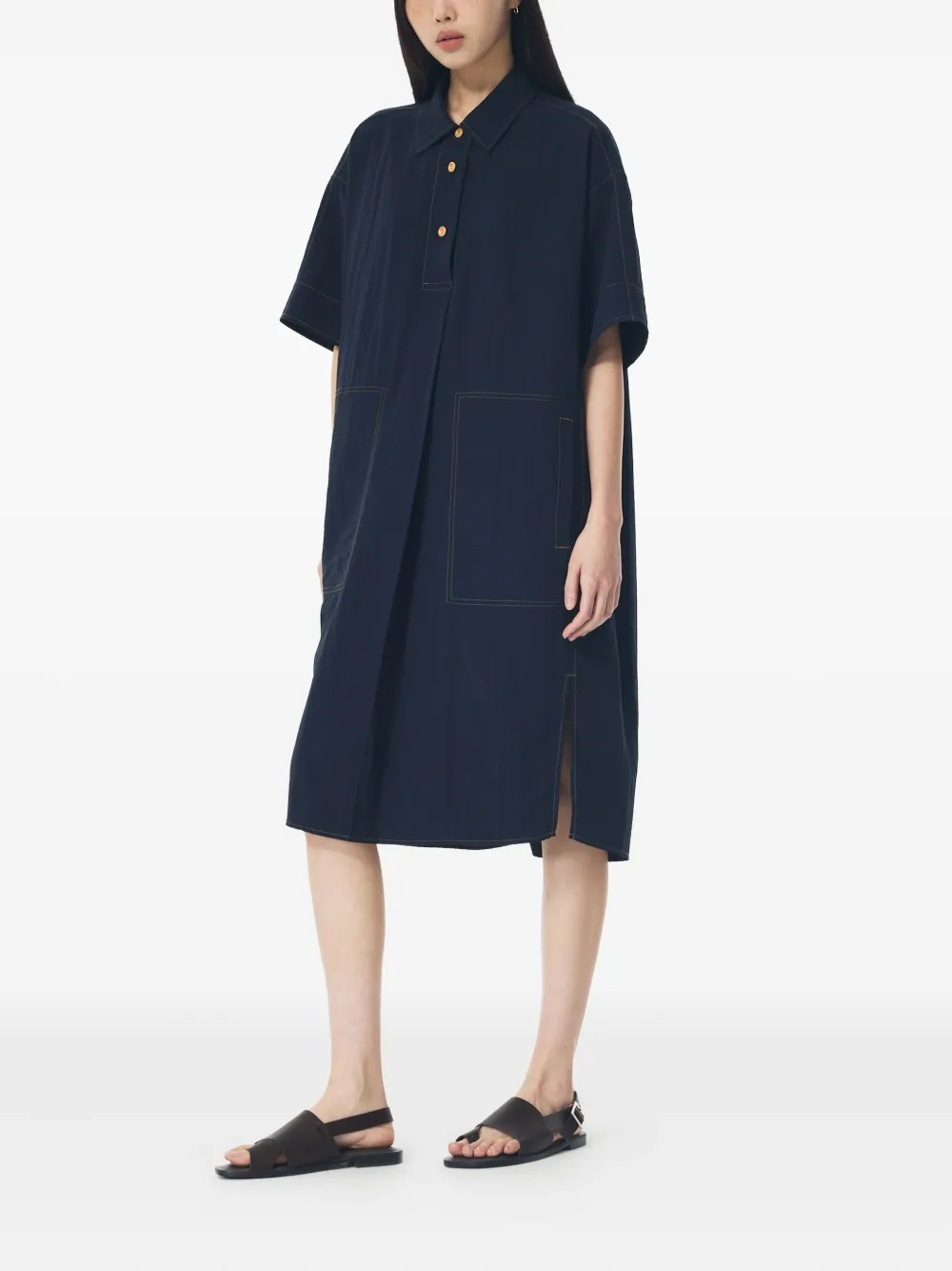 STUDIO TOMBOY button-up shirt midi dress - Zwart