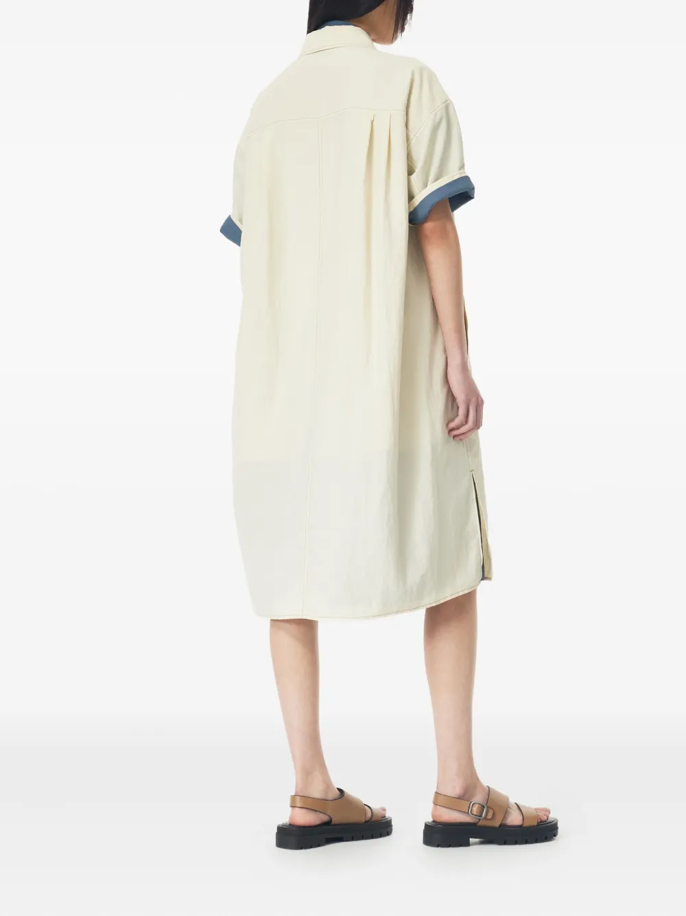 STUDIO TOMBOY dual-pocket button-up midi dress Beige