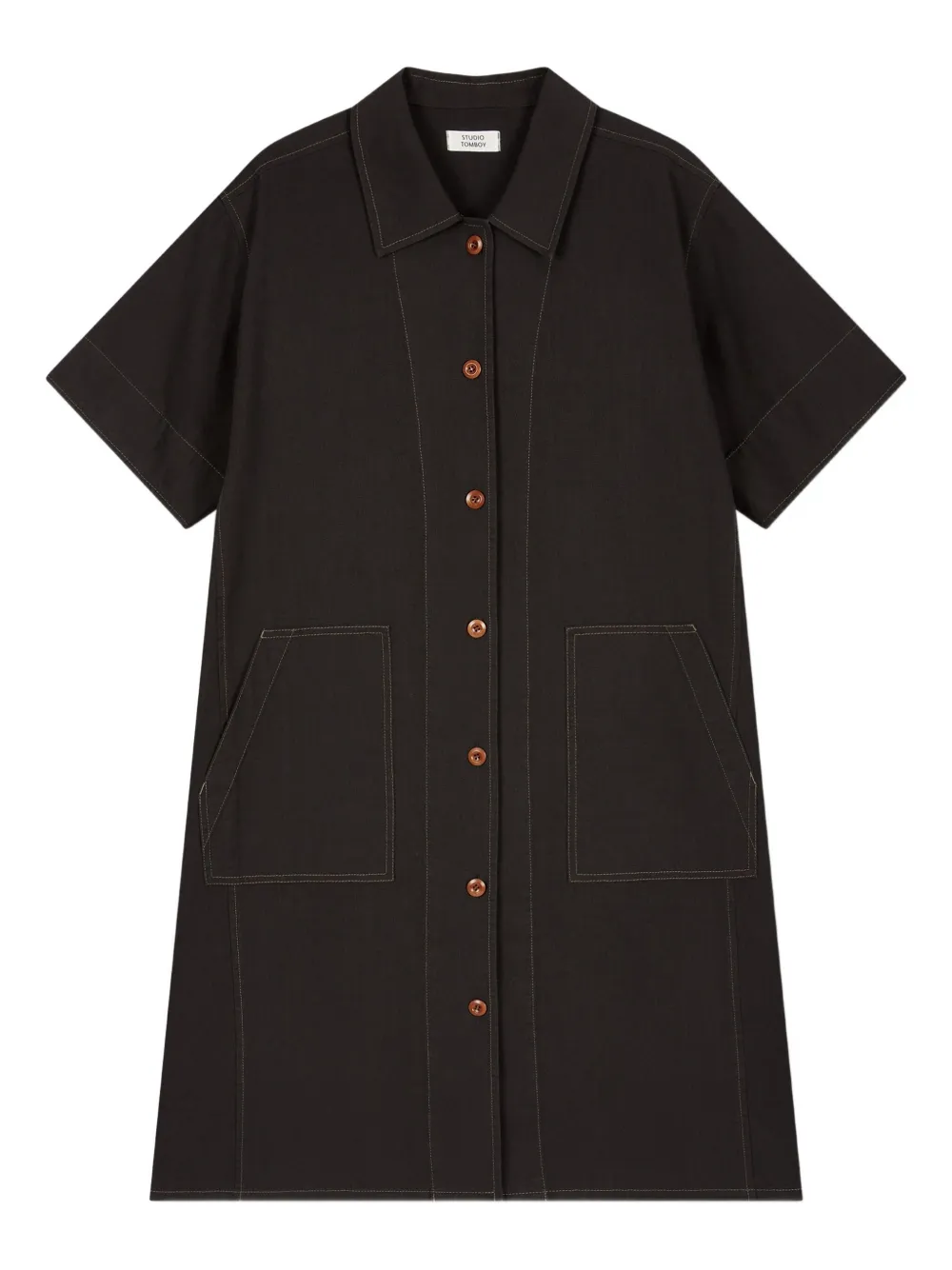 STUDIO TOMBOY short-sleeve shirt mini dress Groen