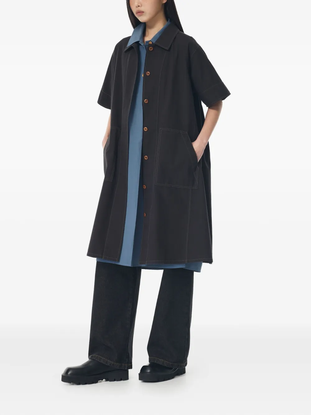 STUDIO TOMBOY short-sleeve shirt mini dress - Groen