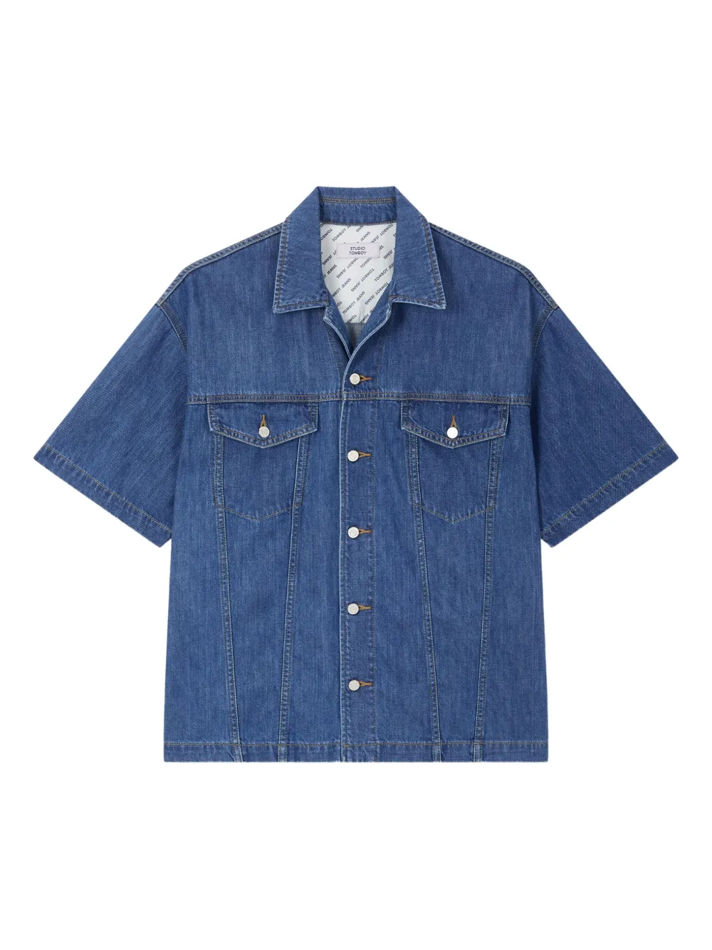 STUDIO TOMBOY Denim overhemd met korte mouwen Blauw