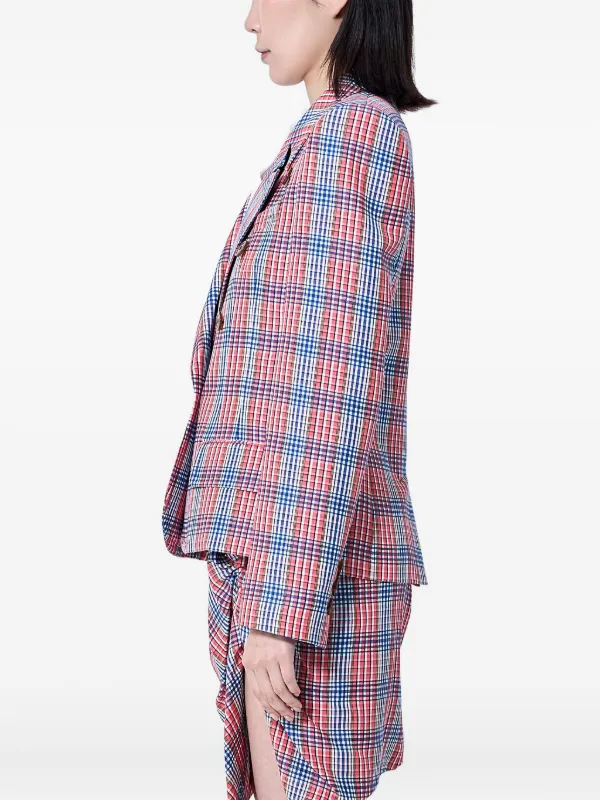【ヴィヴィアン】チェック柄ダブルジャケット Vivienne Westwood チェック ダブルジャケット | レッド | FARFETCH JP