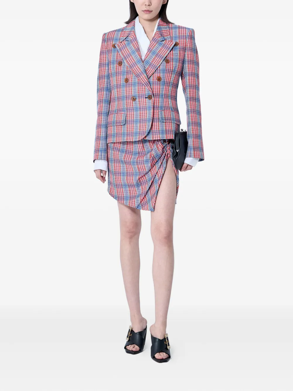 Vivienne Westwood check-pattern double-breasted blazer Rood