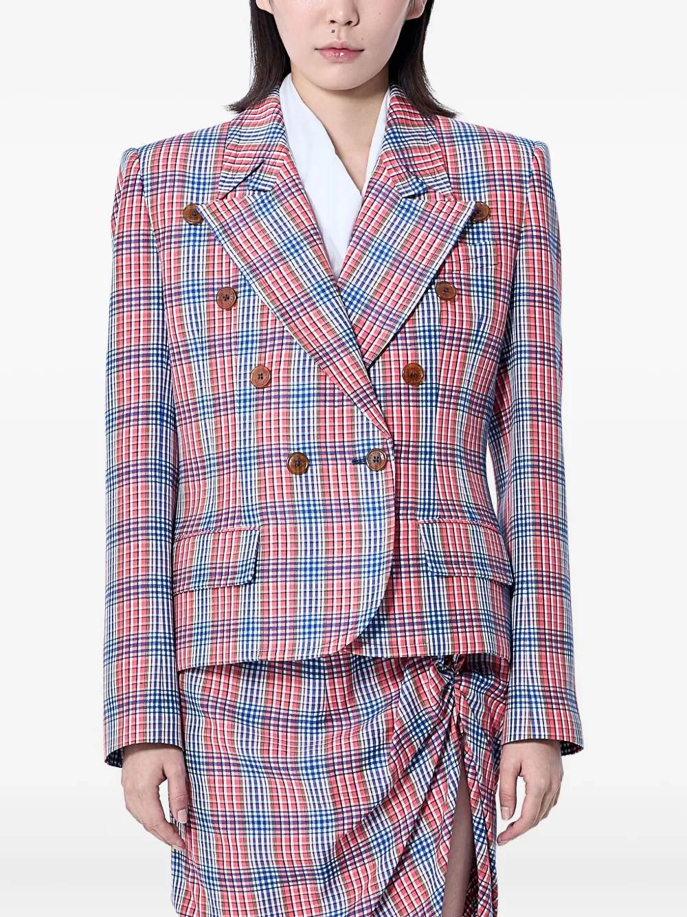 Vivienne Westwood check-pattern double-breasted blazer Rood