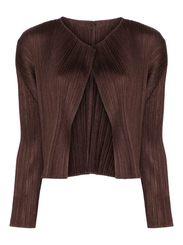 pleats please issey miyake カーディガン　ブラウン MC Sept Cardigan in Dark Brown