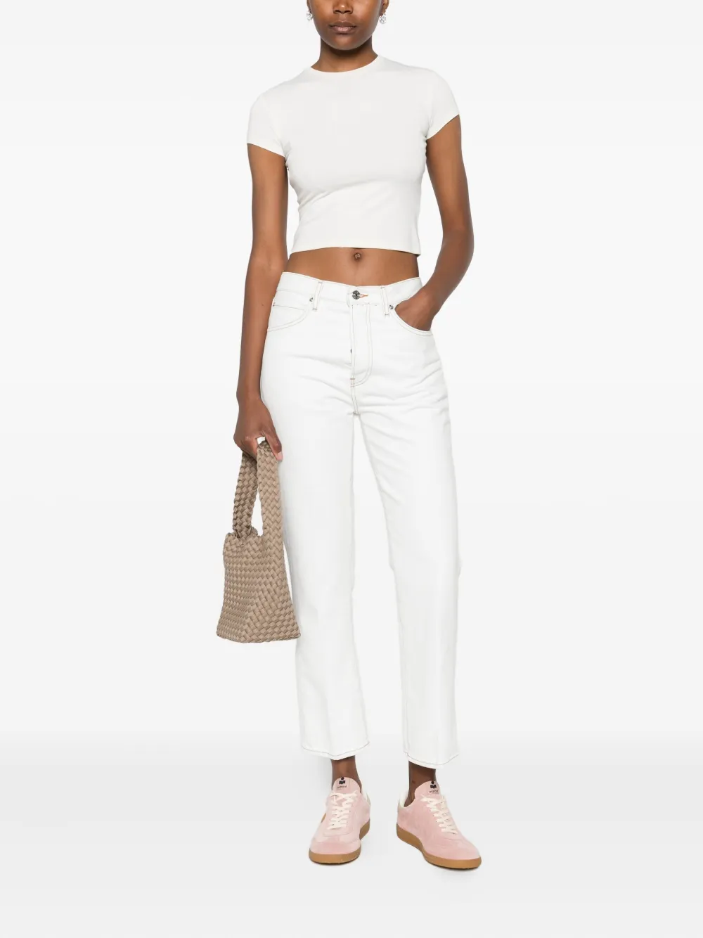 FRAME contrast-stitching jeans Wit