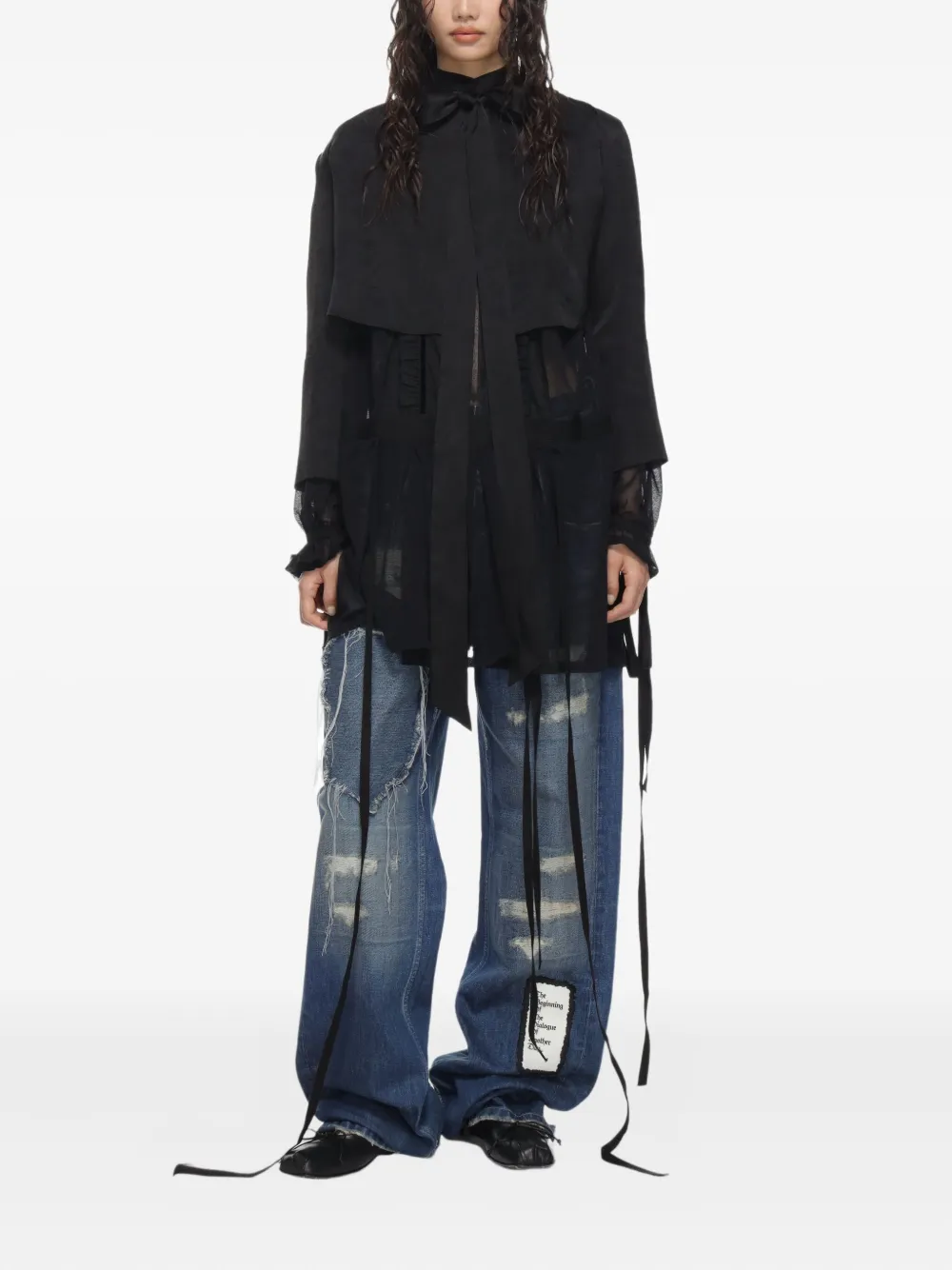 Ann Demeulemeester Moni Lavallière blouse - Zwart