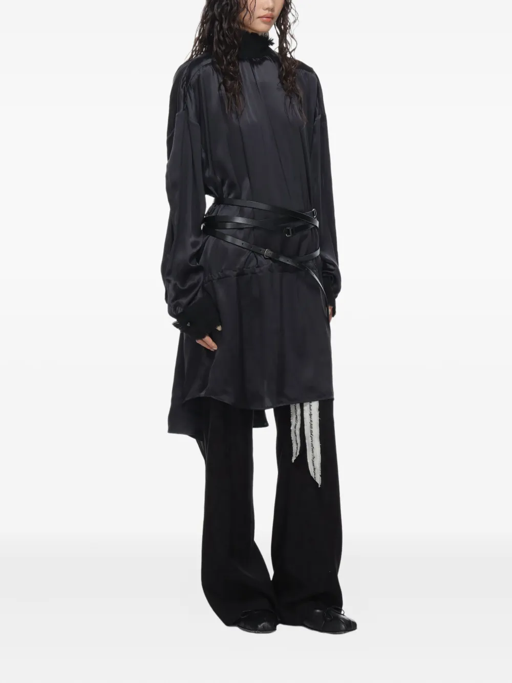 Ann Demeulemeester Jenna satijnen jurk Zwart