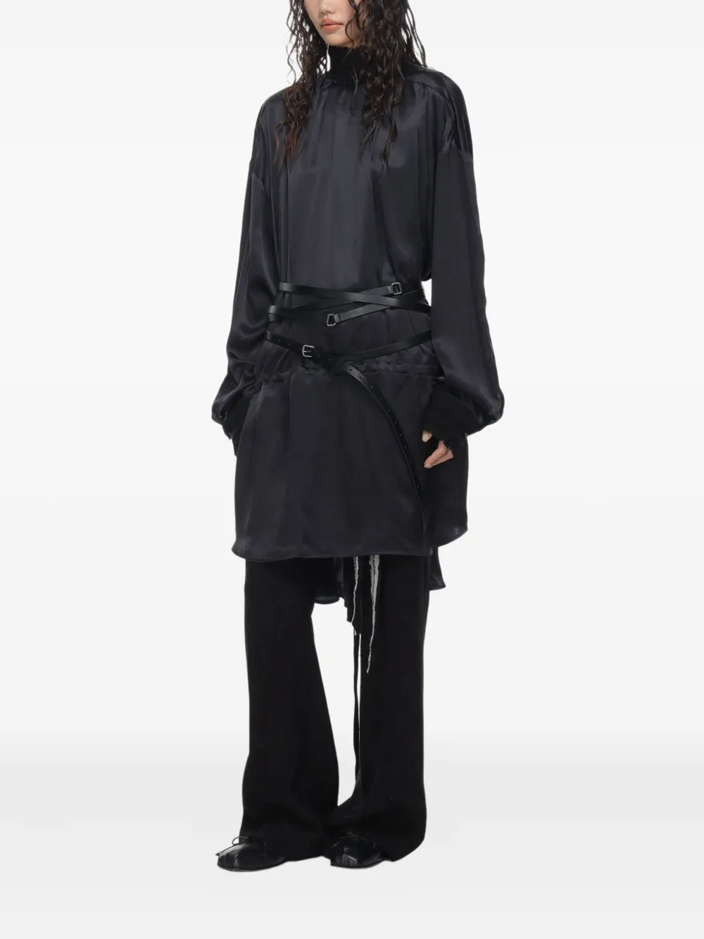 Ann Demeulemeester Jenna satijnen jurk Zwart