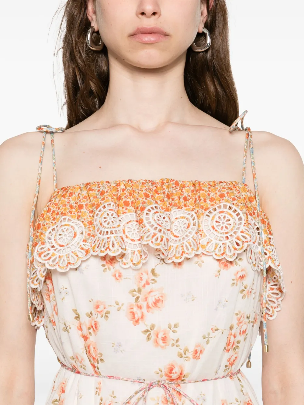 ZIMMERMANN Midi-jurk met bloemenprint Wit
