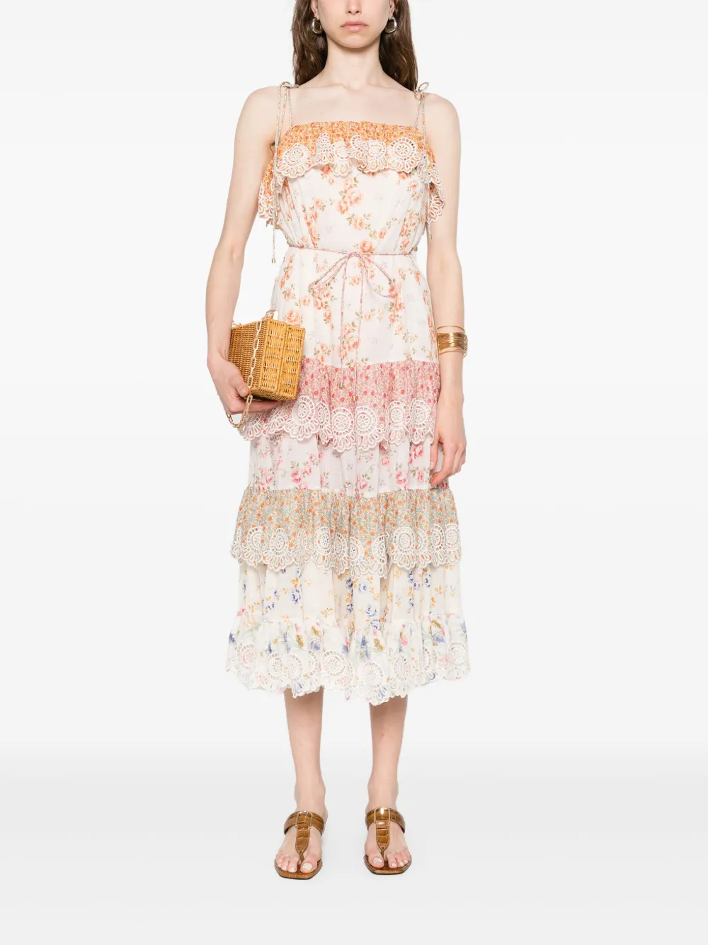 ZIMMERMANN floral-print midi dress - Wit