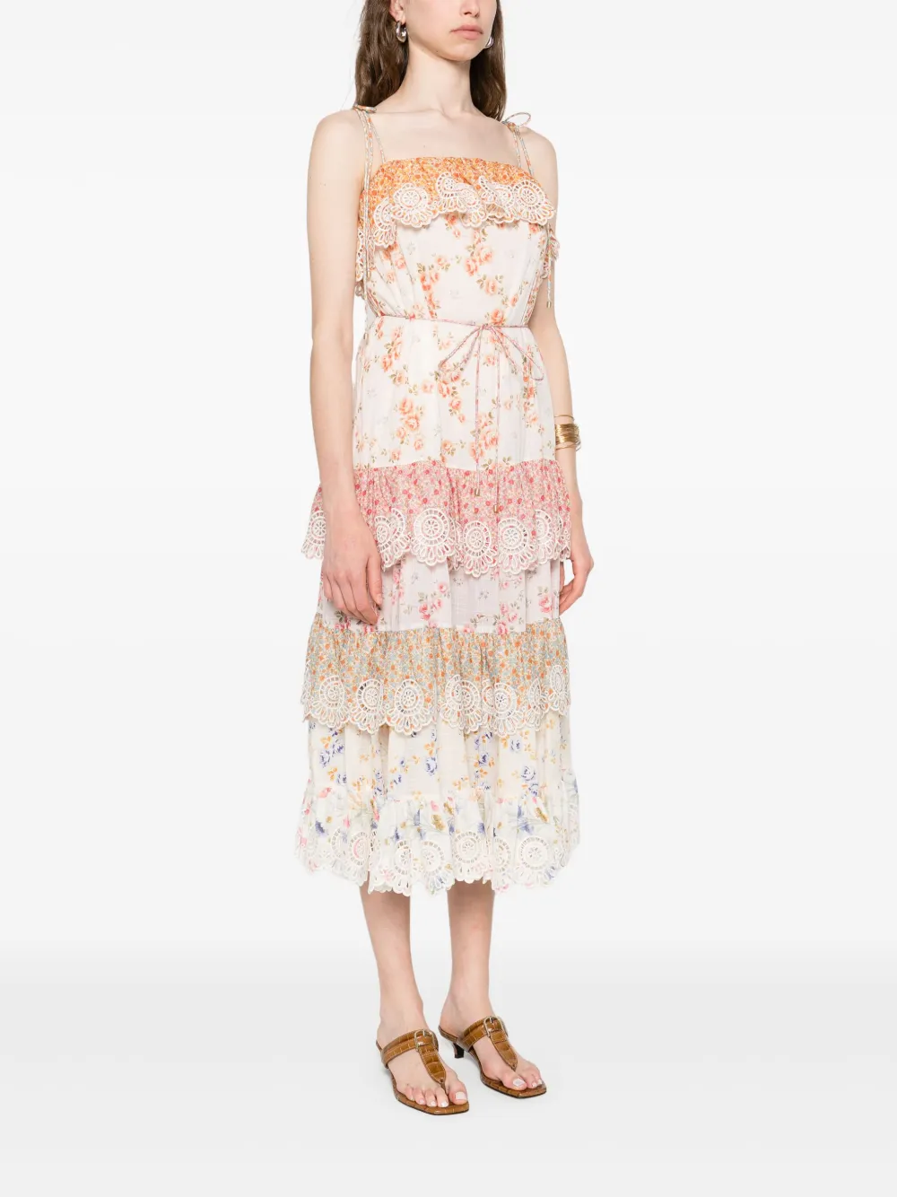 ZIMMERMANN Midi-jurk met bloemenprint Wit