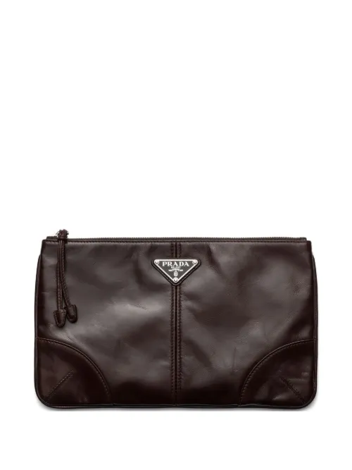 Prada pochette en cuir - Marron - Prada - Modalova