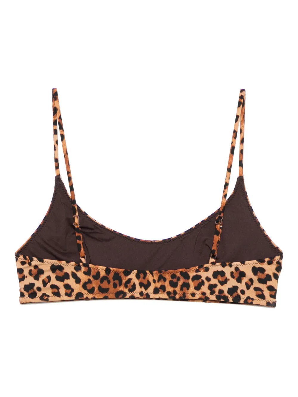 Mc2 Saint Barth Leopard-print Bikini Top In Brown
