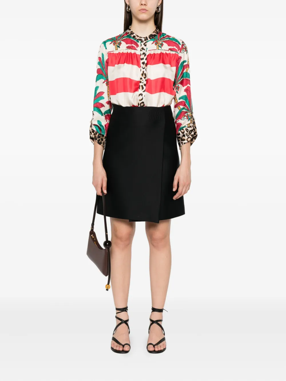 La Prestic Ouiston Gestreept blouse met palmboom-print - Rood