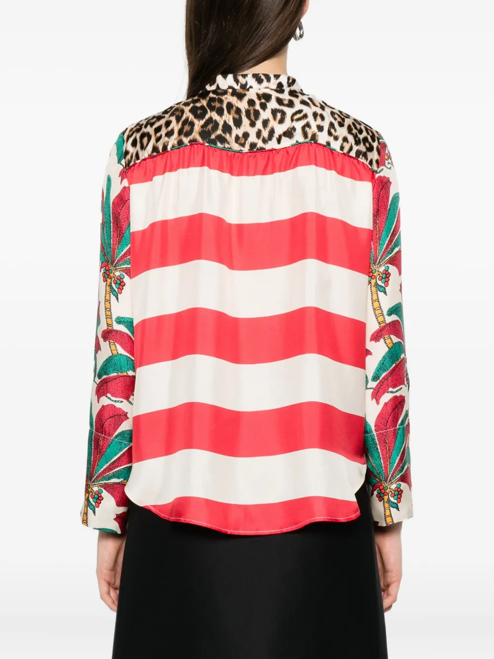 La Prestic Ouiston Gestreept blouse met palmboom-print Rood