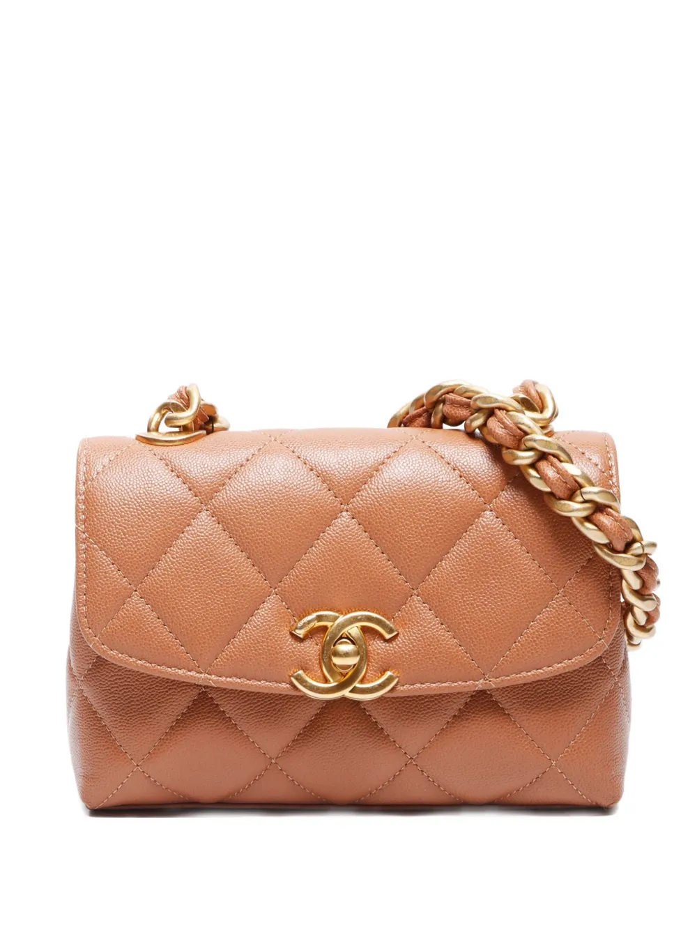 CHANEL Pre-Owned 2020-2024 small diamond-quilting shoulder bag | Brown | Image 1