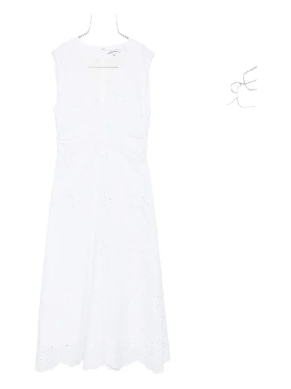 Veronica Beard Midi Aven Eyelet-embroidered Sleeveless Dress in White