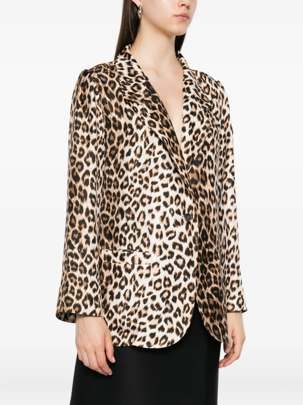 Leopard-Print Single-Breasted Blazer
