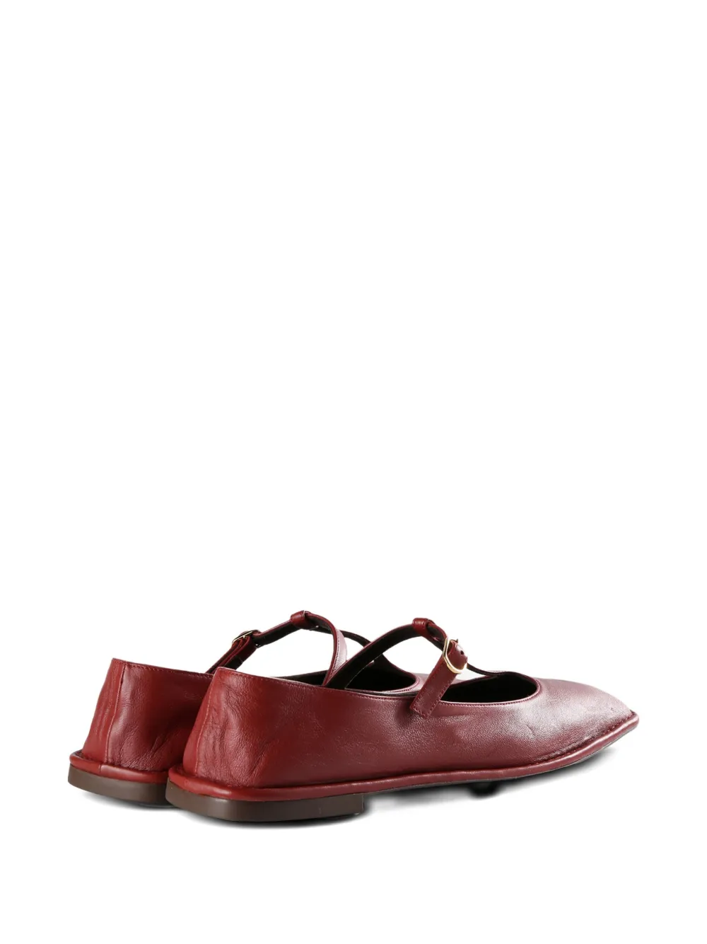 The Row square T-strap flat shoes Red