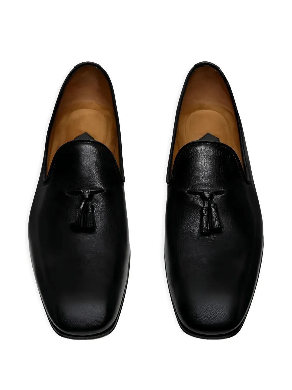 Tom Ford Mens Grain Leather Bailey Tassel Slippers In Black In Black
