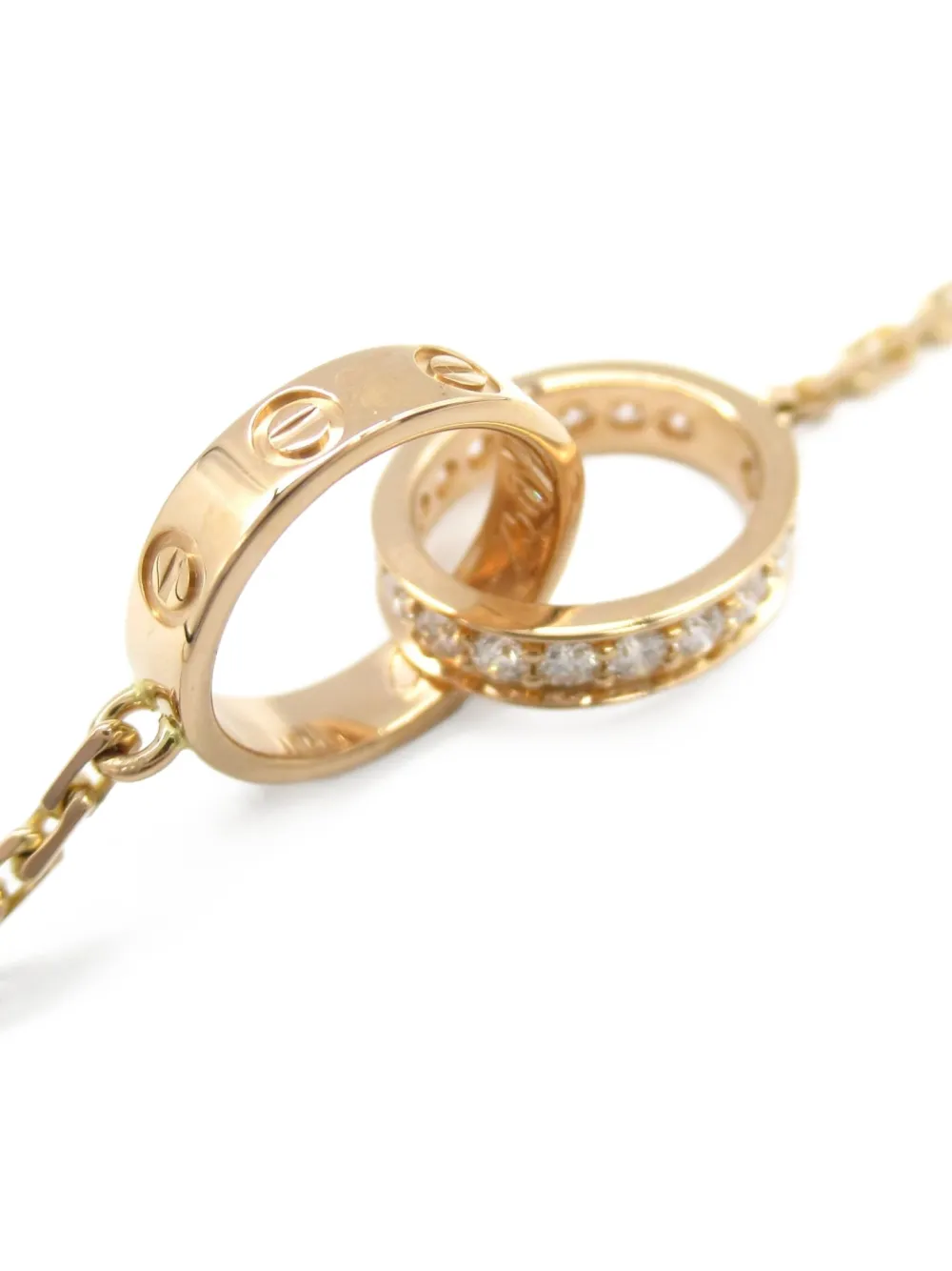 Pre-owned Cartier 10's 18kt Rose Gold Baby Love Diamond Necklace