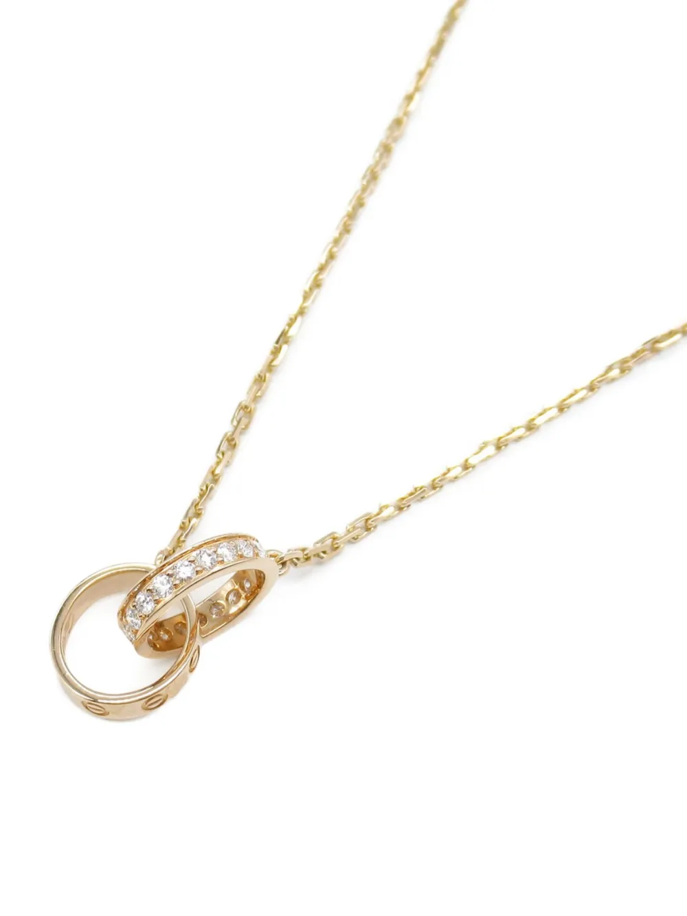 Pre-owned Cartier 10's 18kt Rose Gold Baby Love Diamond Necklace