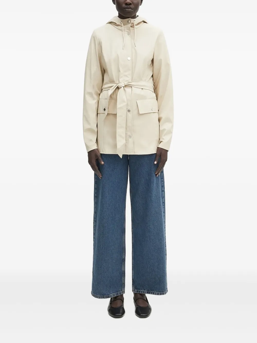 Rains Belted Hooded Raincoat In Neutral