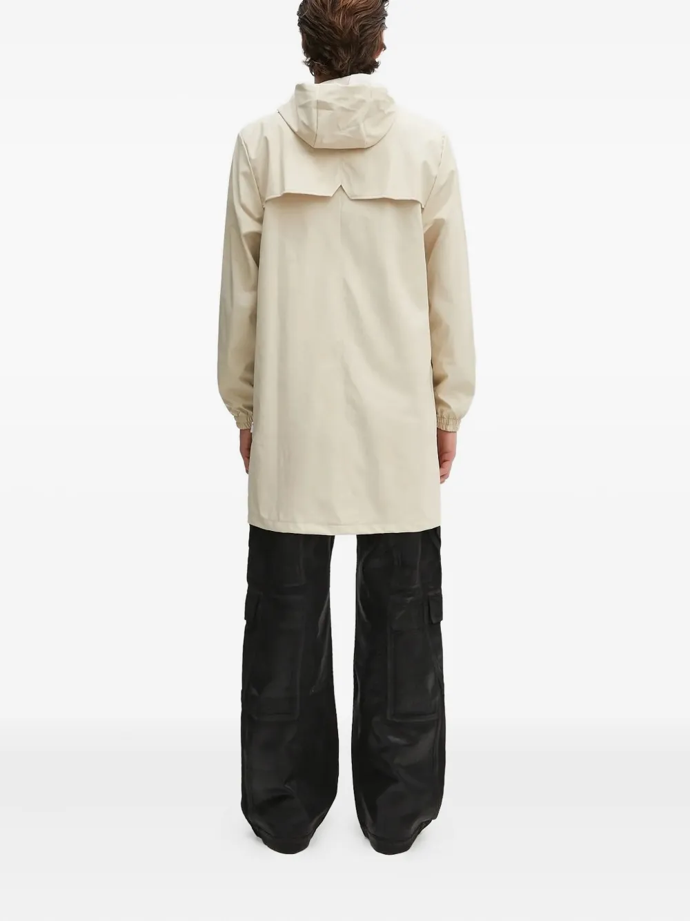 Rains Hooded Zip-front Trench Coat In Neutral