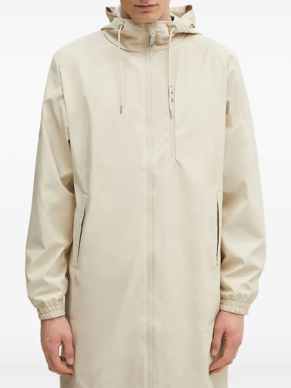 Rains Trenchcoat met capuchon en rits Beige