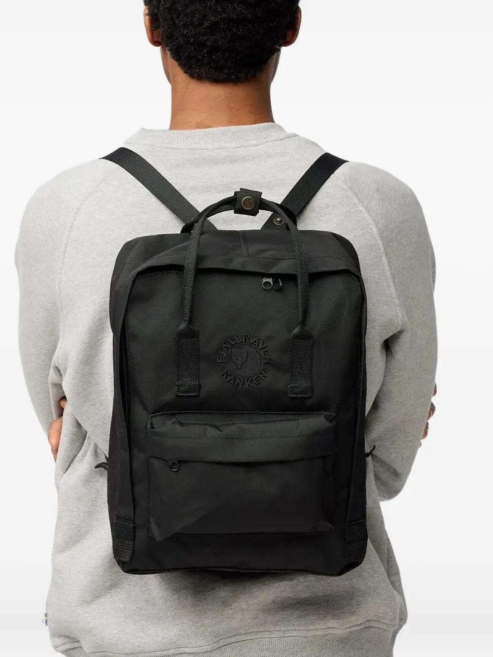 Fjall Raven Re-kånken Embossed-logo Backpack In Black