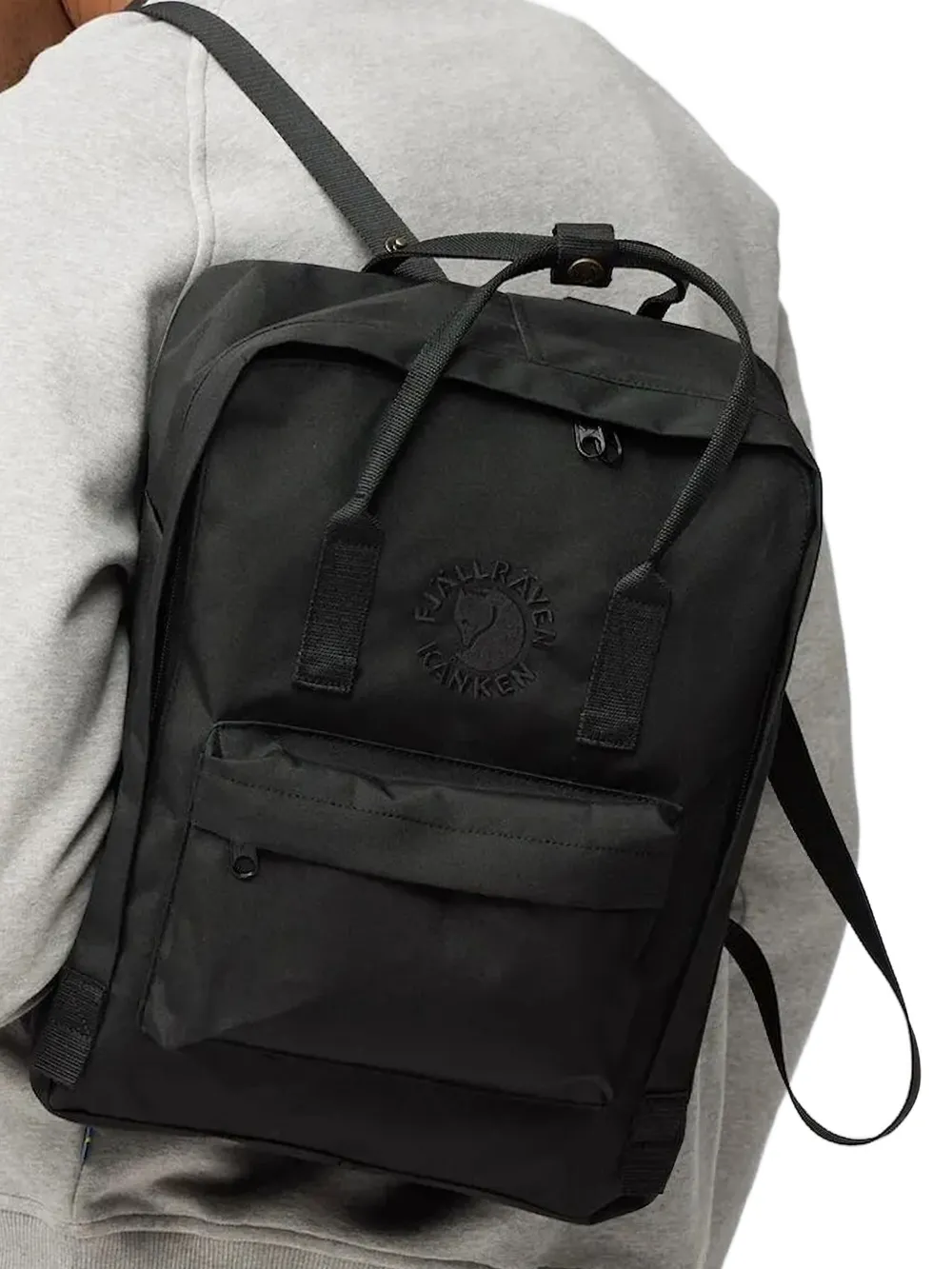 Fjall Raven Re-kånken Embossed-logo Backpack In Black