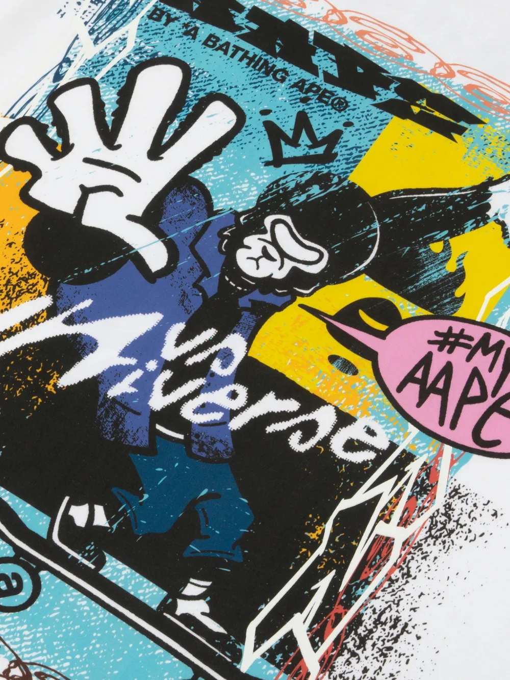 AAPE BY *A BATHING APE T-shirt met graffiti-print Wit