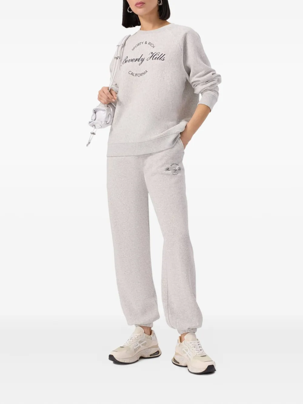 Sporty & Rich Beverly Hills Script sweater Grijs