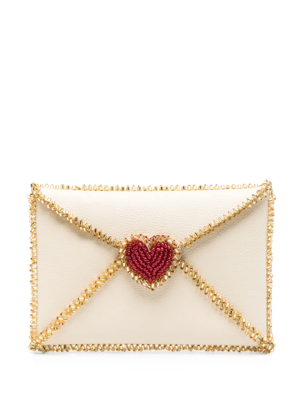 Vanina heart-motif clutch bag - ニュートラル Vanina heart-motif clutch bag - ニュートラル