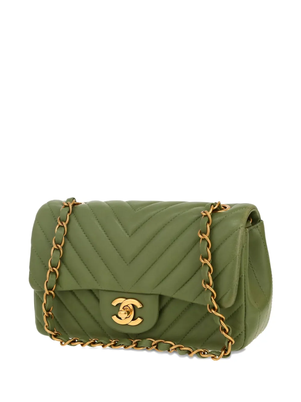 CHANEL Pre-Owned mini Classic Flap Chevron shoulder bag - グリーン CHANEL Pre-Owned mini Classic Flap Chevron shoulder bag - グリーン