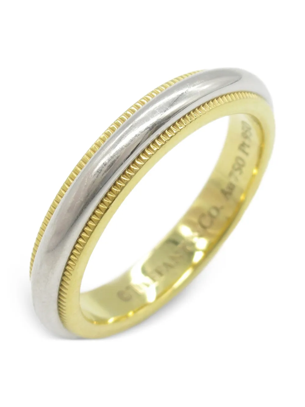 Tiffany & Co. Pre-Owned 2010s 18K yellow gold and platinium Milgrain ring | Mujer | Image 2