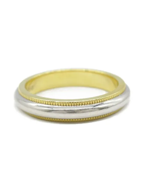 Tiffany & Co. Pre-Owned 2010s 18K yellow gold and platinium Milgrain ring