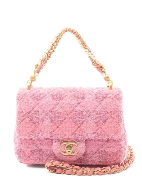 CHANEL Pre-Owned 2021 mini Single Flap Tweed shoulder bag 