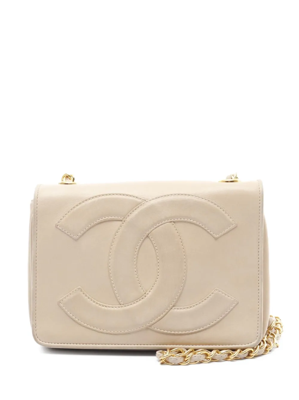 Pre-owned Chanel 1986-1988 Big Coco Mark Shoulder Bag In Neutral