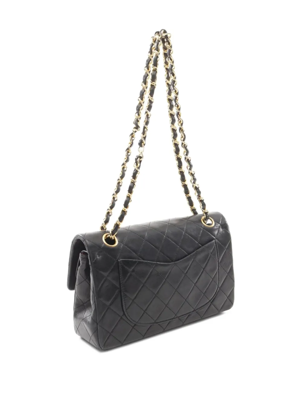 Pre-owned Chanel 1989-1991 Double Flap Shoulder Bag In Black