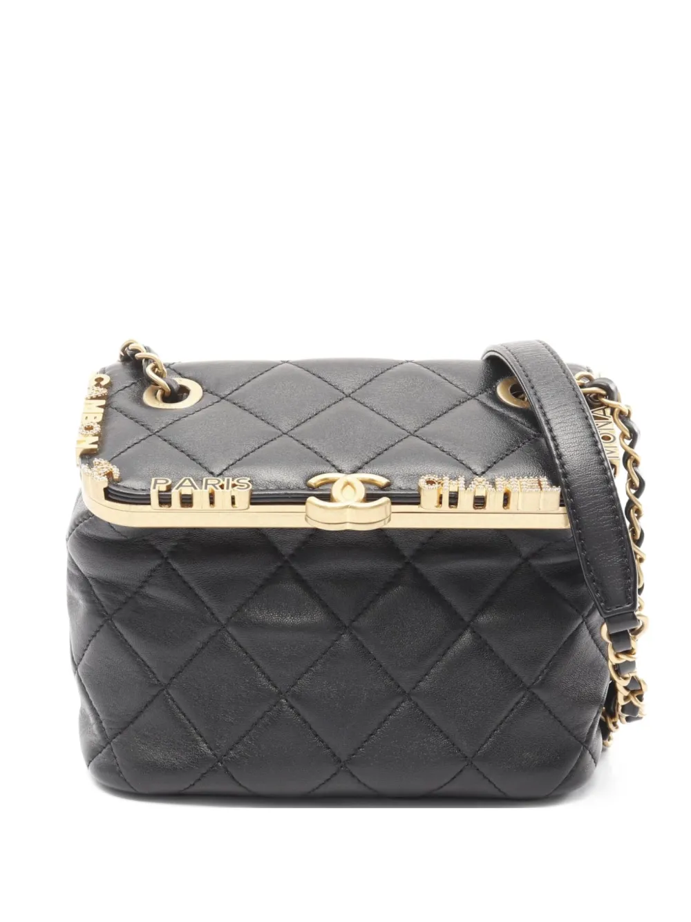 CHANEL Pre-Owned 2021 ロゴ ショルダーバッグ - ブラック CHANEL Pre-Owned 2021 ロゴ ショルダーバッグ - ブラック