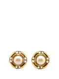 CHANEL Pre-Owned 1994 Gold Plated CC Faux Pearl Clip on Earrings costume earrings - White