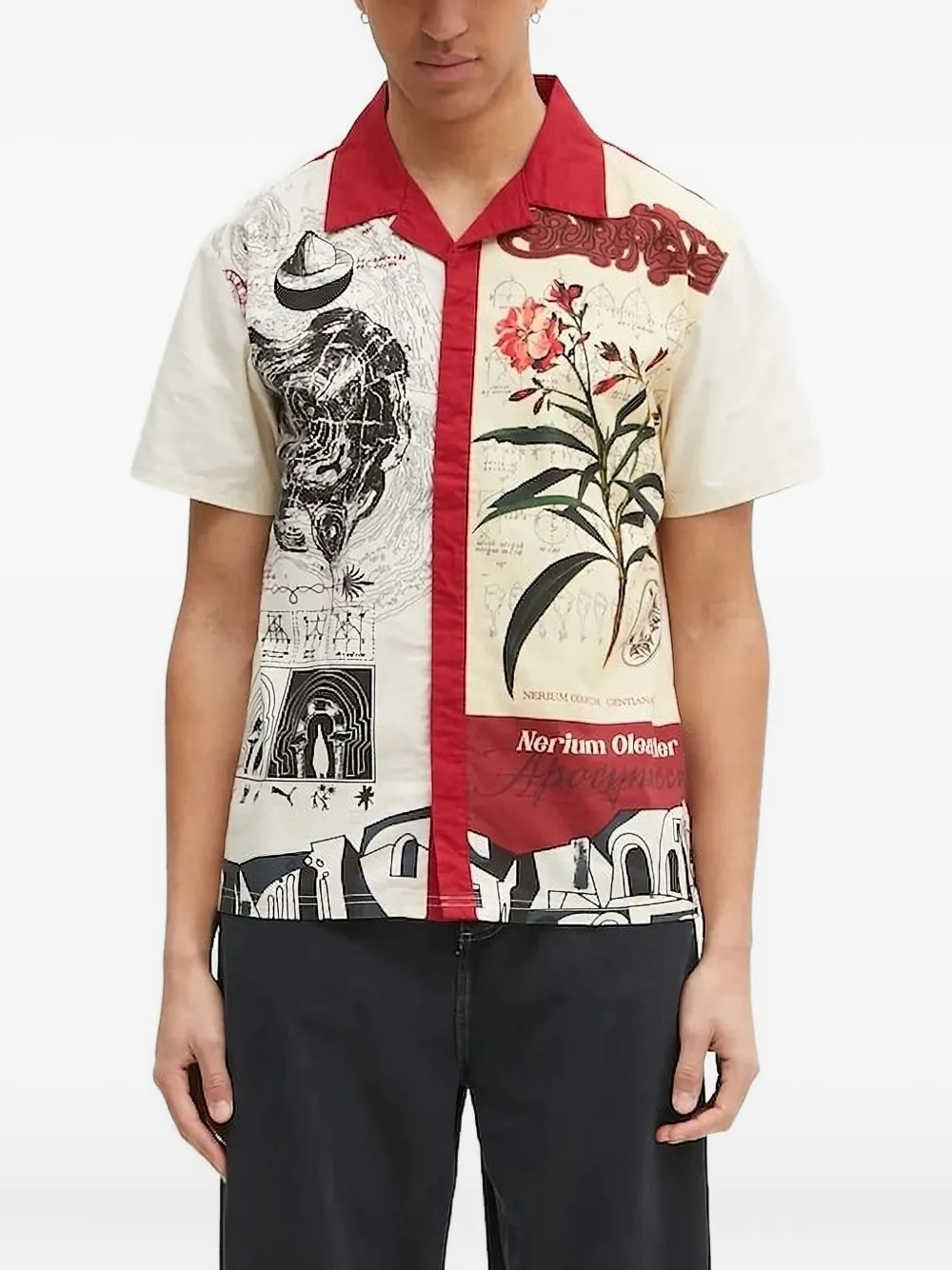 PUMA floral-print two-tone shirt Wit