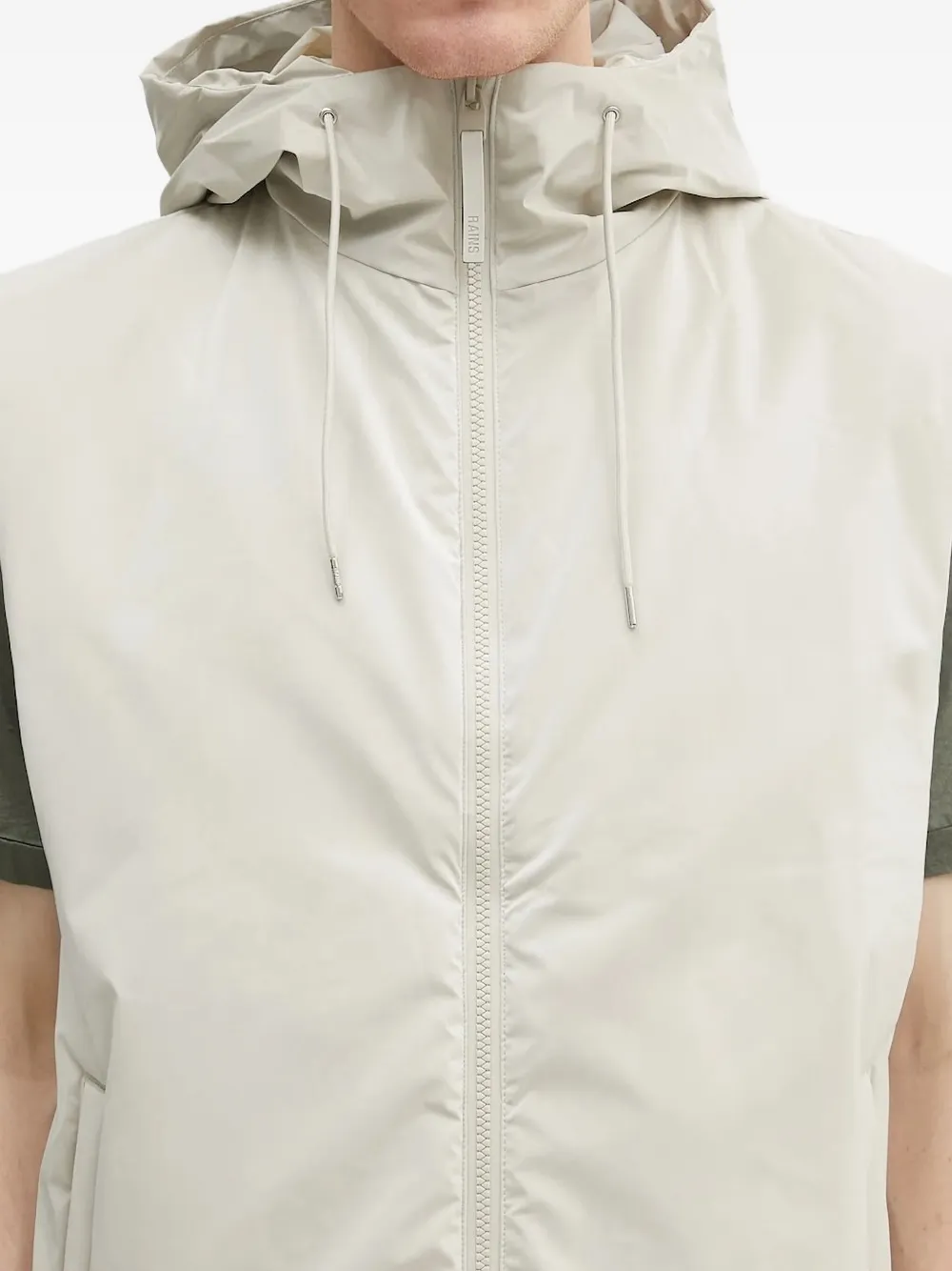 Rains Jack met capuchon en fleece mouwen Beige