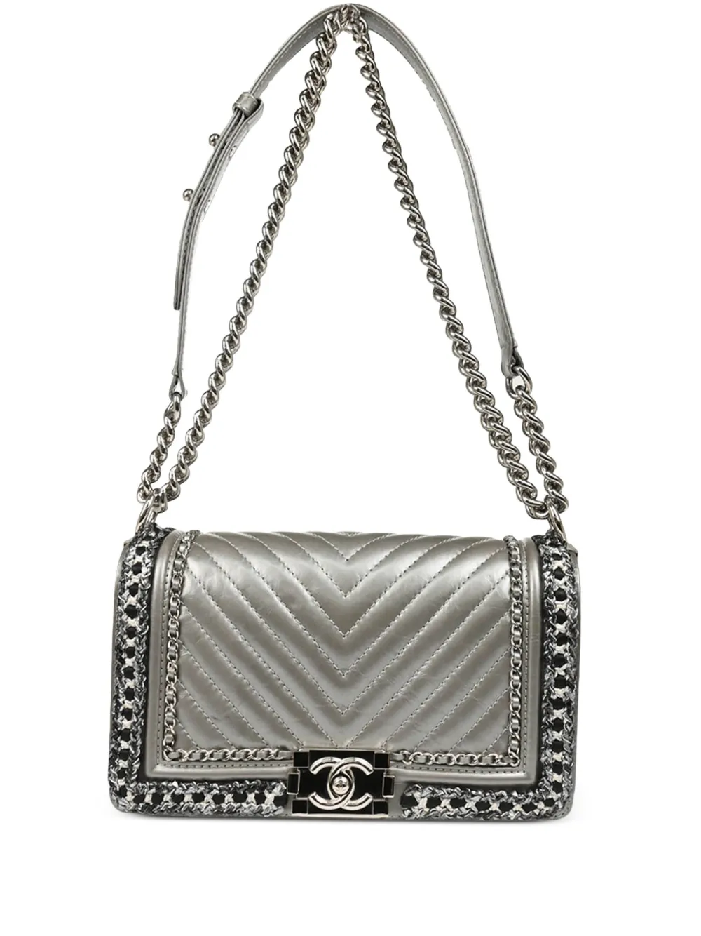 CHANEL Pre-Owned 2017 ボーイ ショルダーバッグ M - シルバートーン CHANEL Pre-Owned 2017 ボーイ ショルダーバッグ M - シルバートーン