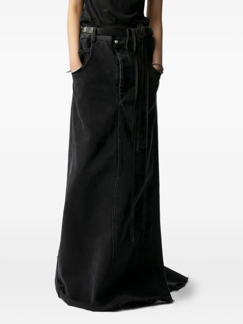 Ann Demeulemeester Goele high-waisted denim maxi skirt | Black | Image 1
